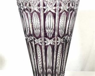 Cut Crystal Pedestaled Art Glass Vase