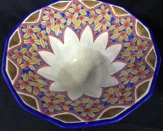 Antique LONGWY Footed Ceramic Bowl, France