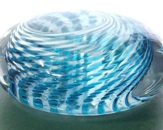 PRAXIS Art Glass ‘Wave’ Paperweight, signed