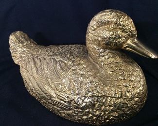 Gilded Bronze Repoussé Duck Figural Centerpiece