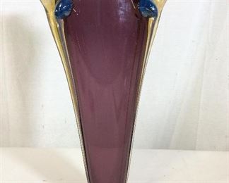 Signed Hand Formed Deco Glass Vase, c. 1990