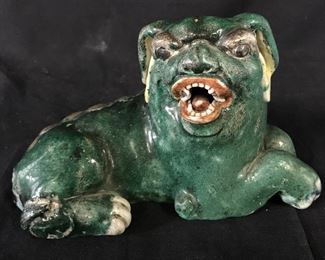Chinese Green Foo Dog Porcelain Statue