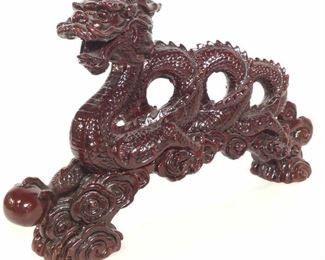 Collectible Carved Asian Sea Dragon Statue