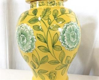Large Floral Design Ceramic Centerpiece Lidded Urn