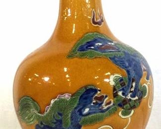 Chinese Gourd Stoneware Foo Dog Table Lamp