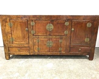 Antique Wooden Low Asian Sideboard