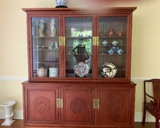 Solid Rosewood Brass Glass China Cabinet,