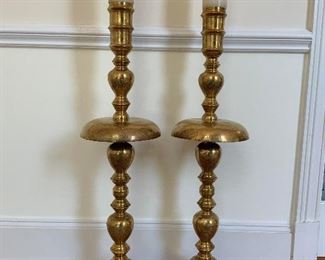 Pair Floor Size Brass Candle Sticks