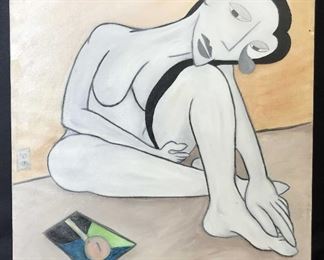 Berman Signed Oil on Canvas Female Nude