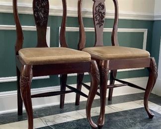 VIntage Pair Carved French Style Hall Chairs