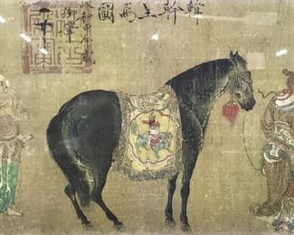 Chinese Artwork Print, Horse and Men