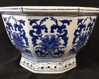 Asian Chinoiserie Porcelain Planter/ Centerpiece