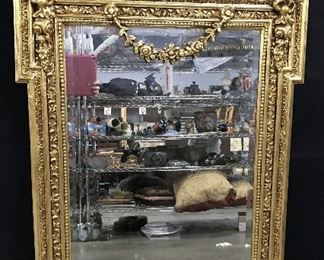 Grand Gold Leaf Carved Wood Wall Mirror
