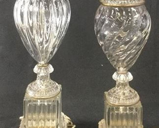 Lot 2 Vintage Baccarat Style Table Lamps