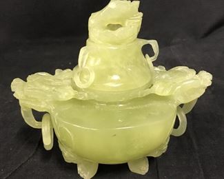 Asian Carved Jade Footed Vessel