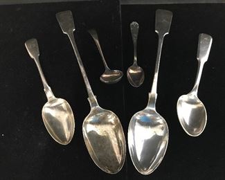 Lot 6 Silver Toned Metal Spoons