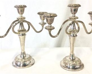 S. Plated Pair Candelabras From QEII Voyage