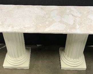 Marble Top Console Table W Column Legs
