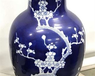 Vntg Chinoiserie Signed Asian Porcelain Vase 25 in