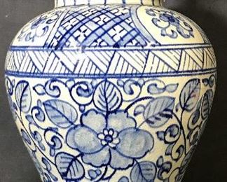 Vintage Signed Chinoiserie Ceramic Ginger Jar