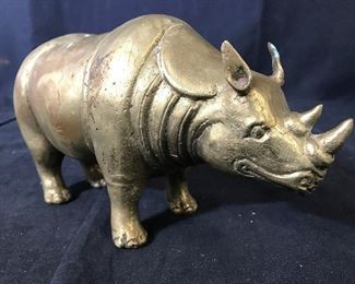 Antique Brass Rhino Animal Figural