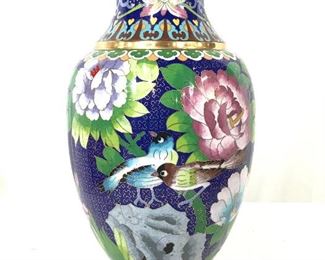 Vintage Asian Enameled Centerpiece Vase