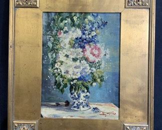 Jully Minno Signed Still Life Bouquet Oil Painting