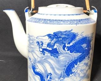 Signed Asian Porcelain Teapot W Handles