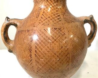 Vintage Ceramic Tribal Style Vase W Handles
