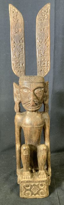 Zoomorphic Seated Wooden Sculpture