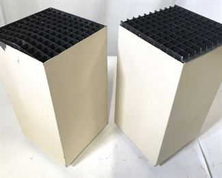Pair Cream Toned Rectangular Metal Table Lamps