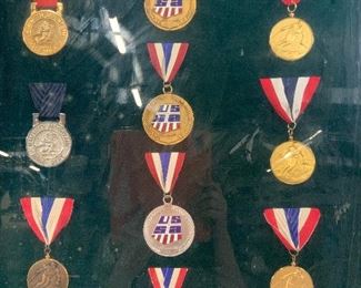 Framed Vintage Skiing Medals