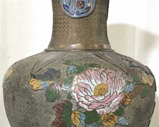 Signed Vintage Asian Cloisonné Urn Vase