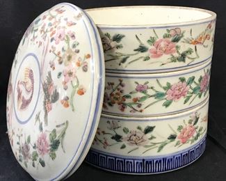 Antique Asian Porcelain Stacked Tiffin Bento Box