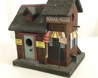 Handmade Rustic Wood School Birdhouse