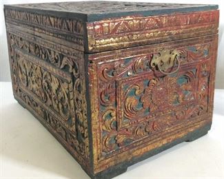 Far East Vintage Wood Hand Painted Chest box