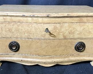 English Hand Painted Wooden Flatware Casket Box