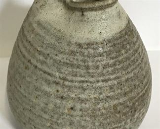 Vintage Ribbed and Pinched Art Pottery Vase