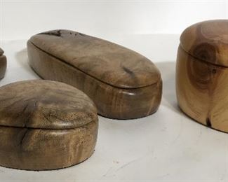Group of 4 Lidded Wood Hand Crafted Boxes
