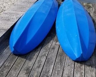 Two Wilderness Systems sit-inside solo kayaks with paddles & seats
