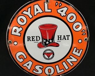 1931 ROYAL 400 GASOLINE PORCELAIN SIGN