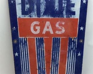VTG. SUPER DIXIE GAS PORCELAIN SIGN, 23’