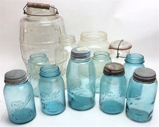 VTG. BALL JARS w PORCELAIN TOPS