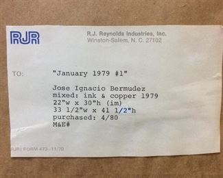  JOSE IGNACIO BERMUDEZ, MIXED INK/COPPER ART