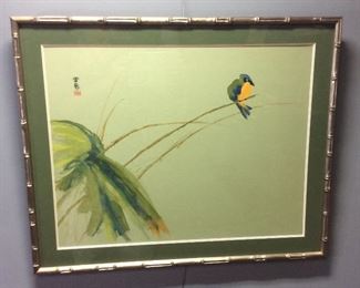 PAT RADER WATERCOLOR ‘’BIRD ON LIMB