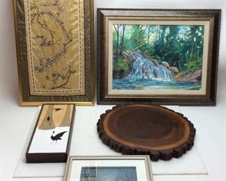 SILK ART, OIL PAINTING, WALNUT TREE