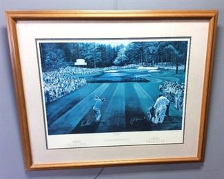 TED HAMLIN ART ‘’SUNDAY IN AUGUSTA’’ ARNOLD PALMER AND JACK NICKLAUS SIGNED BY ARTIST