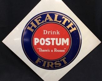 VTG. DRINK POSTUM TIN RAISED