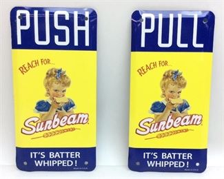 (2) VTG. SUNBEAM BREAD METAL SIGN