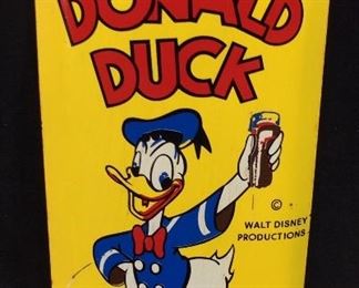 1950’S DONALD DUCK CHOCOLATE SYRUP TIN SIGN